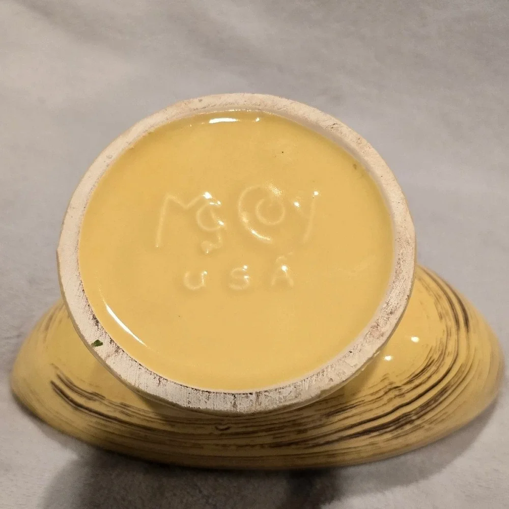 Vintage McCoy USA Planter Pedestal Yellow Ceramic Flower Pot‎ Home Decor
